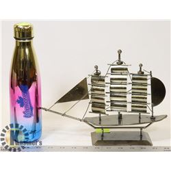 RAINBOW CHROMED SPORTS BOTTLE + METAL SHIP