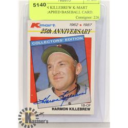 HARMON KILLEBREW K-MART AUTOGRAPHED BASEBALL CARD.