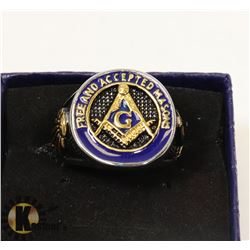MEN'S STAINLESS STEEL FREE MASONS RING SZ 11