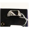 Image 1 : MEN'S STERLING SILVER CUBIC ZIRCONIA BLACK ENAMEL