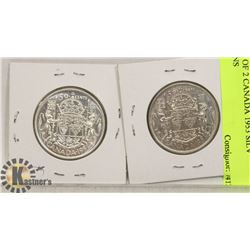 LOT OF 2 CANADA 1953 SILVER 50 COINS