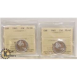 LOT OF 2  CANADA 25 CENT COINS ICCS GRADED