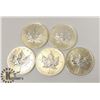 Image 1 : LOT OF 5 CANADIAN 2011 FINE SILVER .9999 $5 COIN.