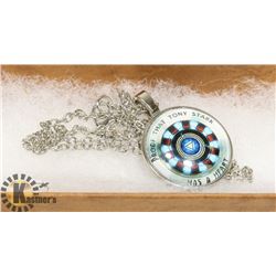 IRON MAN, TONY START GLASS DOME "HEART" PENDANT.