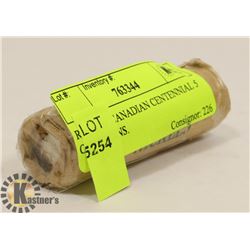 ROLL OF CANADIAN CENTENNIAL 5 CENT COINS.