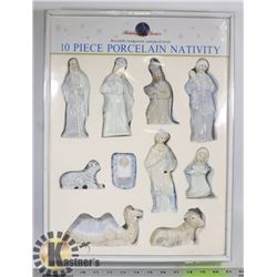 10PC PORCELAIN NATIVITY SET.