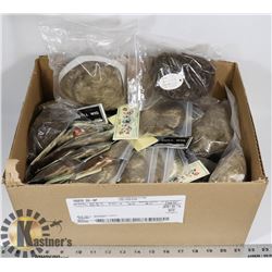 BOX OF ASSORTED NEW DOLL HAIR/WIGS.