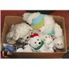 Image 1 : BOX OF ASSORTED TEDDY BEARS ON STANDS.