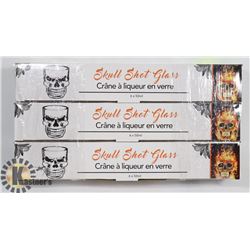 THREE NEW 6 X 50ml SKULL SHOT GLASSES SETS