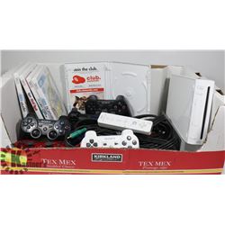 FLAT WITH WII, WII GAMES , PLAYSTATION CONTROLLERS