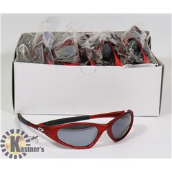 BOX OF RED OAKLEY STYLED SUNGLASSES