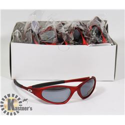 BOX OF RED OAKLEY STYLED SUNGLASSES