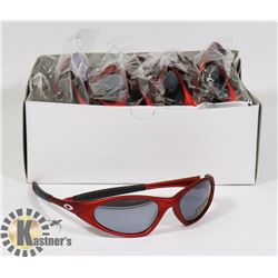 BOX OF RED OAKLEY STYLED SUNGLASSES