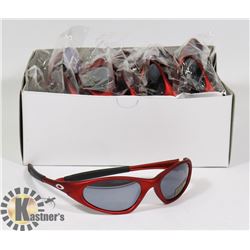 BOX OF RED OAKLEY STYLED SUNGLASSES