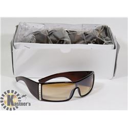 BOX OF TRANSPARENT AMBER DESIGNER SUNGLASSES