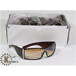 BOX OF TRANSPARENT AMBER DESIGNER SUNGLASSES