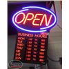 Image 1 : BAILIFF SEIZURE: NEON "OPEN" SIGN W/ HOURS OF