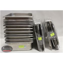 LOT W/ 16 S/S 1/2-SIZE FOOD PAN INSERTS W/ LIDS