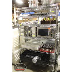 6-TIER CHROME WIRE RACK ON CASTORS SOLD W/ 3 TIER