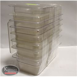 LOT OF 6 - 1/3 SIZE POLYCARB INSERTS W/ 4 - 1/6