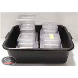 LOT OF 18 1/6TH-SIZE POLYCARBONATE FOOD INSERTS