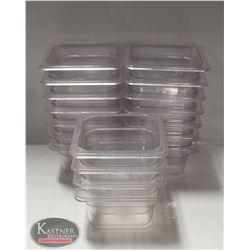 LOT OF 18 1/6TH-SIZE POLYCARBONATE FOOD INSERTS