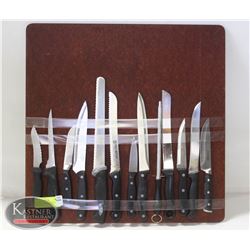 CUTTING BOARD WITH KNIVES AND SHARPENER