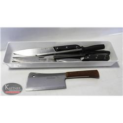LOT OF KITCHEN KNIVES INCLUDES A CLEAVER