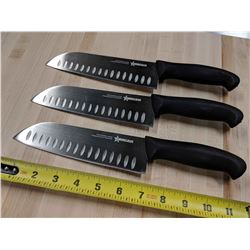 3- 7" MULTI-PURPOSE KNIVES, BLACK POLY HANDLE