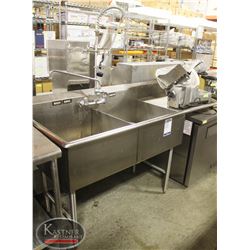 HALBAR 2-WELL S/S SINK W/ RUNOFF AND PRE-RINSE