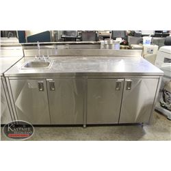 6' STAINLESS STEEL WORK CABINET W/ DROP-IN SINK W/