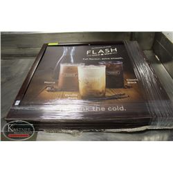 GROUP OF 5 WOOD-STYLE SNAP-IN ALUMINUM AD SIGNS