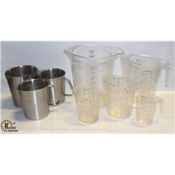 LOT OF 5 ASSORTED SIZE POLYCARB MEASURES SOLD W/ 3