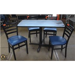 BAILIFF SEIZURE: 4' DARK BROWN VENEER TABLE W/ 4