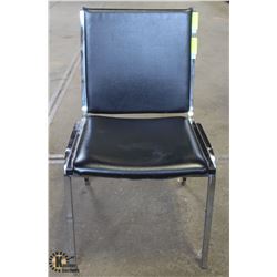 GROUP OF 16 BLACK-LEATHER PADDED CHROME CHAIRS