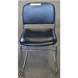 GROUP OF 10 BLACK-LEATHER PADDED  TUBULAR-CHROME