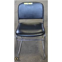 GROUP OF 10 BLACK-LEATHER PADDED  TUBULAR-CHROME