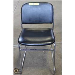 GROUP OF 6 BLACK-LEATHER PADDED  TUBULAR-CHROME