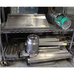 LOT W/ HATCO GLO-RAY WARMERS, ICE PAILS, ASSORTED