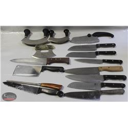 LOT OF 10 PLUS KNIVES INCL 2 HENCKELS & 3