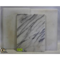 2 POLY CUTTING BOARDS & RECTANGULAR MARBLE PLATTER