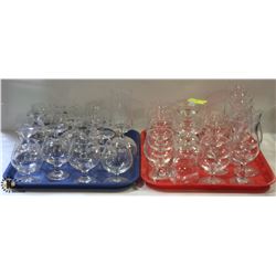 2 TRAYS W/ ASSORTED GLASS STEMWARE-38 PIECES