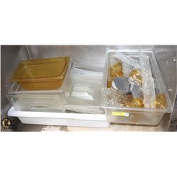 TWO FLATS OF POLYCARB INSERT-LIDS AND DRIP TRAYS
