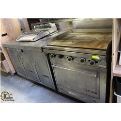 GARLAND GRIDDLE W/ OVEN & LARGE CUSTOM PREP AREA