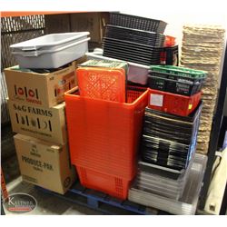PALLET OF ASSORTED GROCERY BASKETS & MOLDED