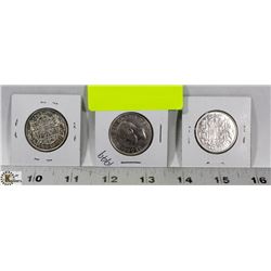 LOT OF CANADIAN 50 CENT SILVER COINS - 1949, 1951,