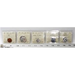 LOT OF 5 GRADED CANADIAN COINS