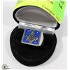 Image 1 : SILVER TONED & BLUE MASONIC MENS RING SIZE 9.25