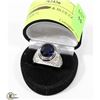Image 1 : SILVER TONED & BLUE CZ MENS RING SIZE 11.