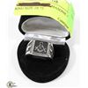 Image 1 : SILVER TONED MASONIC MENS RING SIZE 10.75.